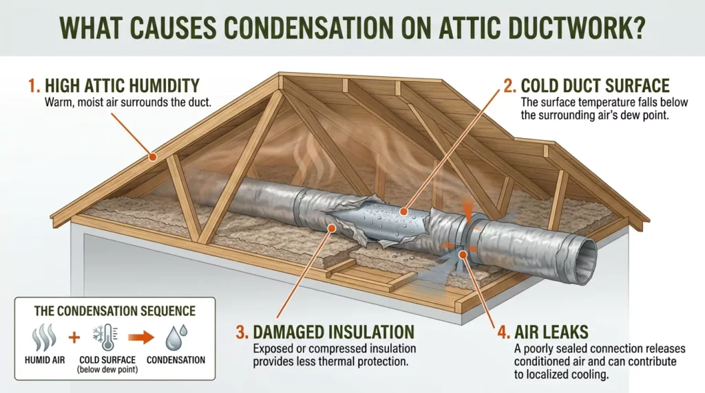 What Causes Condensation on Attic Ductwork